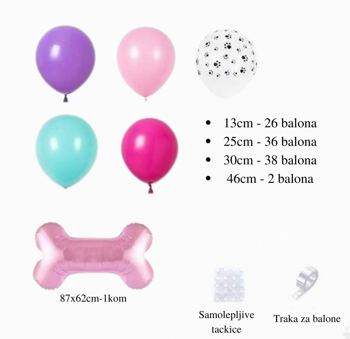 Šape set balona - rozi - Prestige