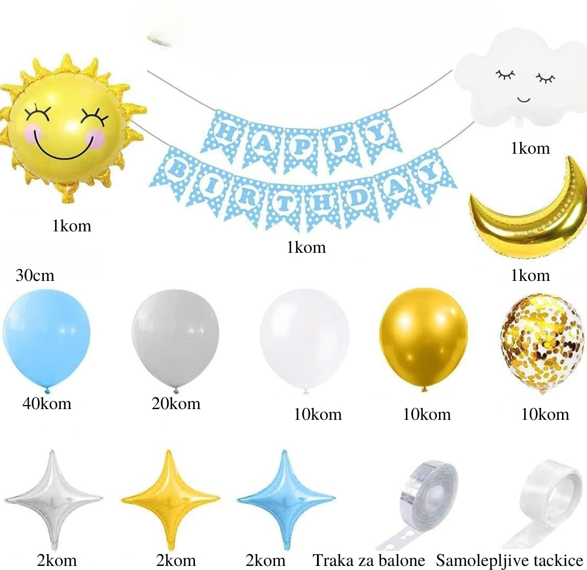 Baby plavi set balona - Prestige