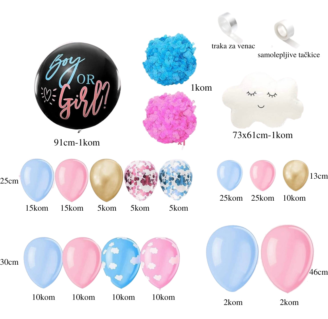 Veliki set Otkrivanje pola party set + Baloni - Prestige