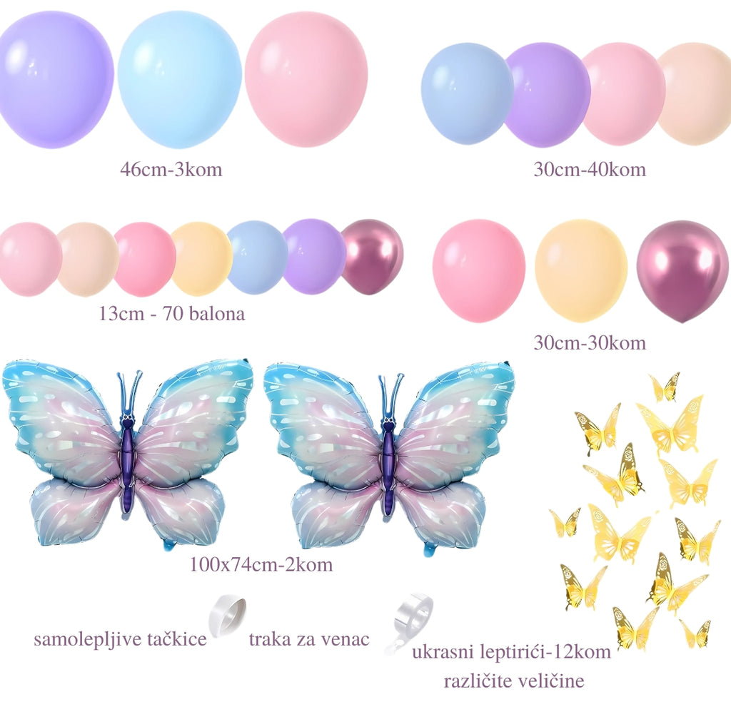 Leptir 2 party set + Baloni - Prestige