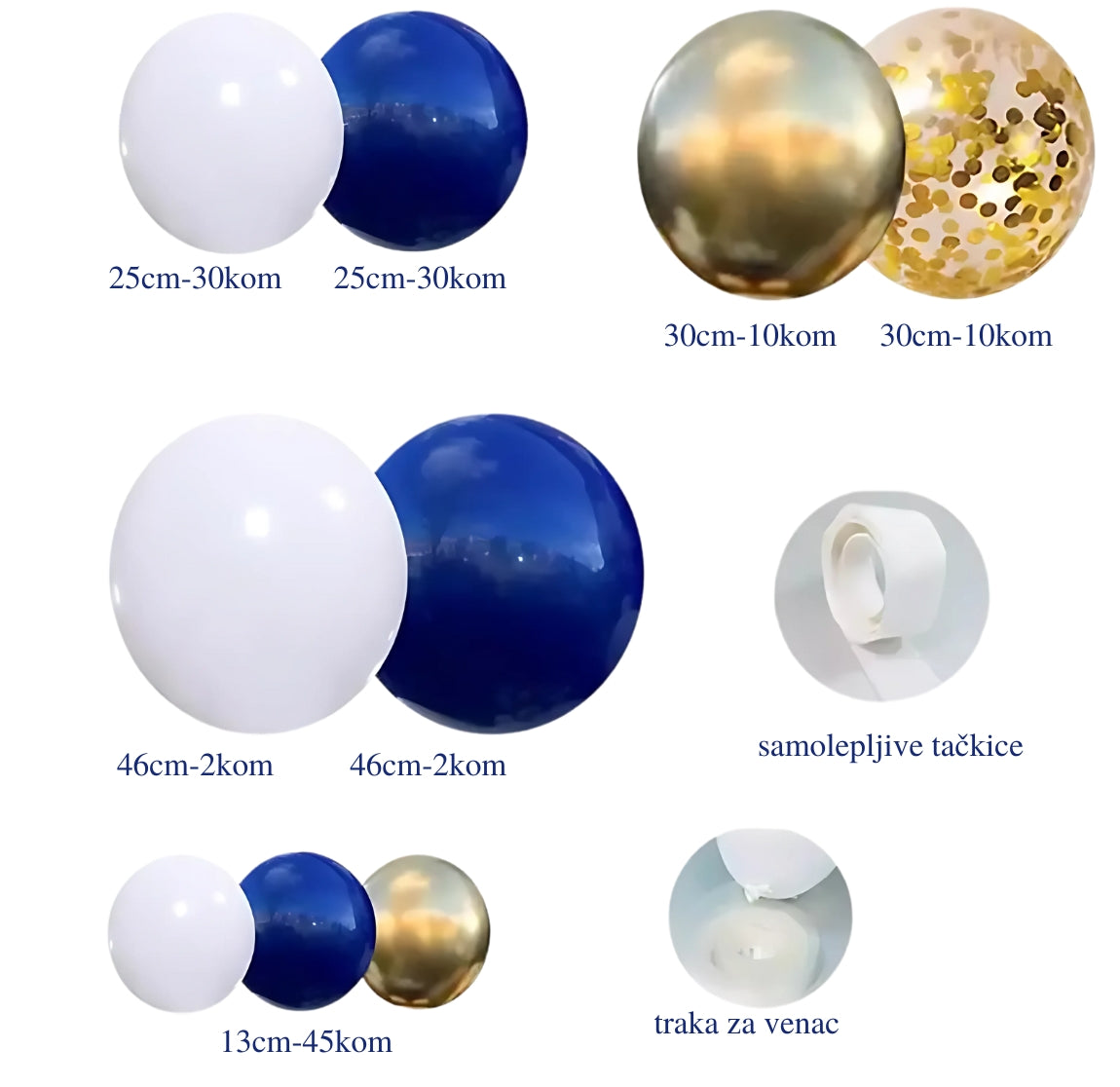 Plavo zlatni set balona - Prestige