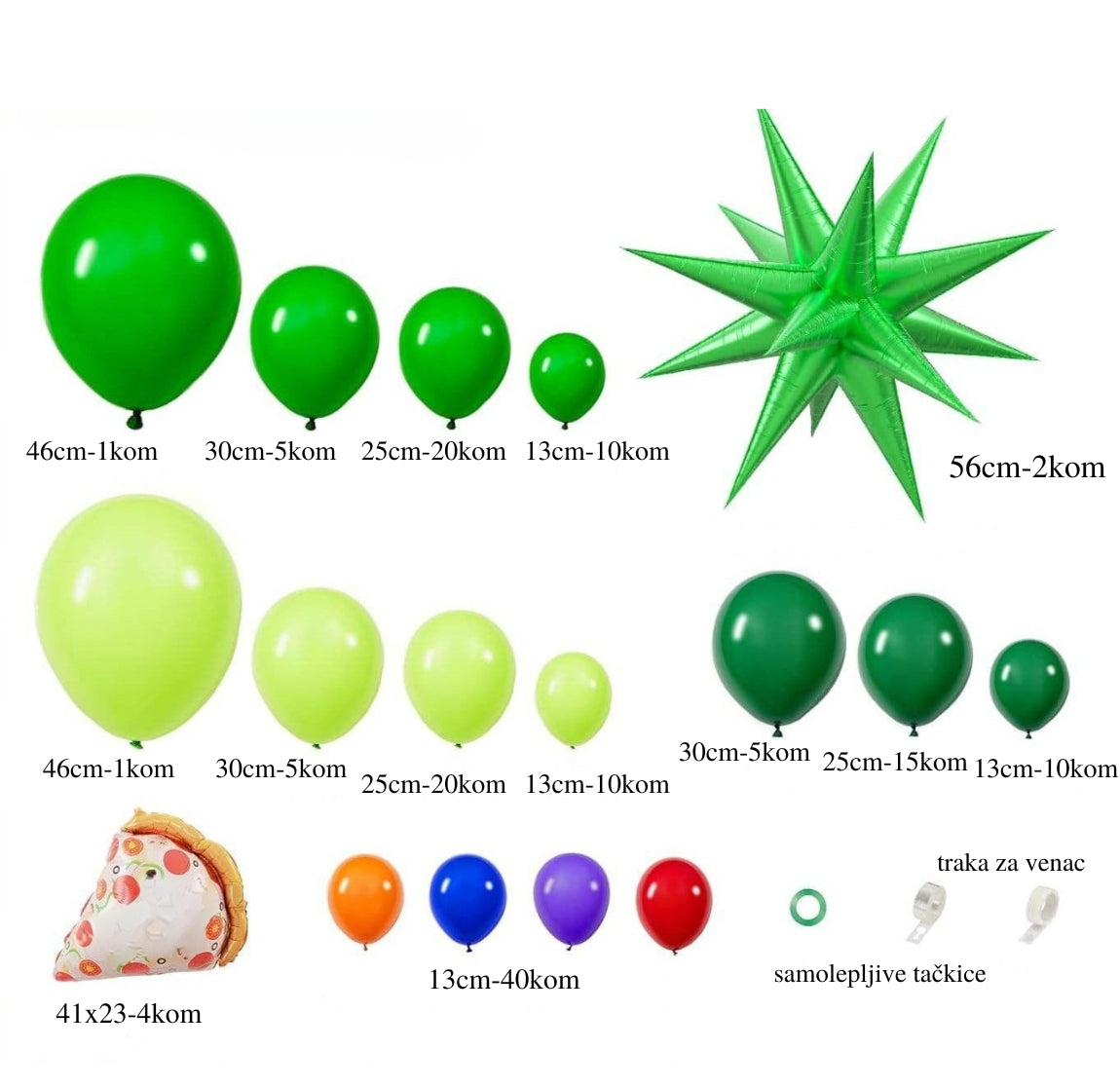 Zeleni pizza set balona - Prestige