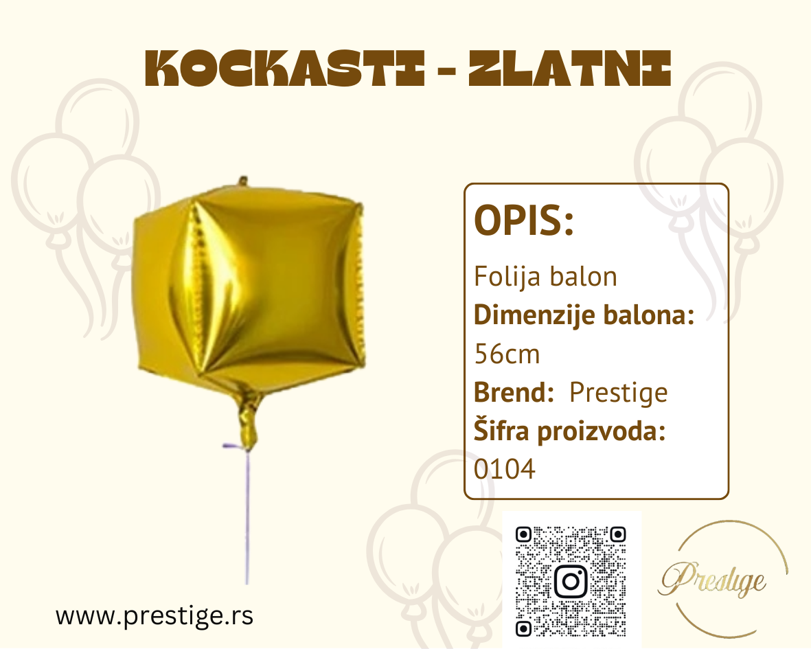 Kockasti folija balon 56cm - Prestige