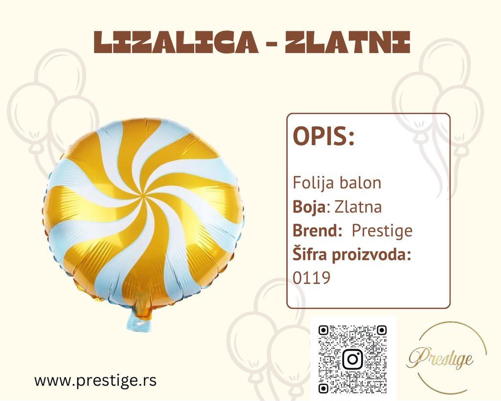 Folija Lizalica - zlatna - Prestige