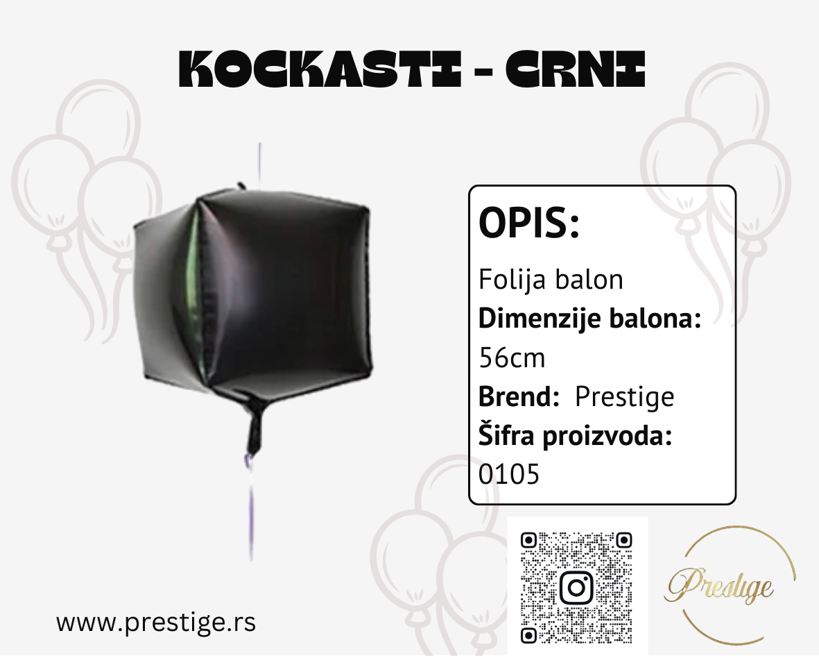 Kockasti folija balon 56cm - Prestige