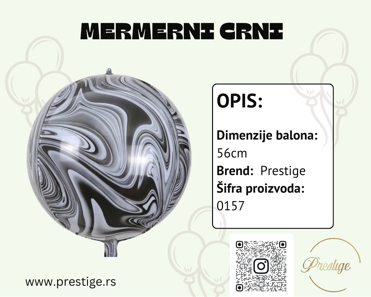 Orbz Mermerni folija balon 56cm - više boja - Prestige