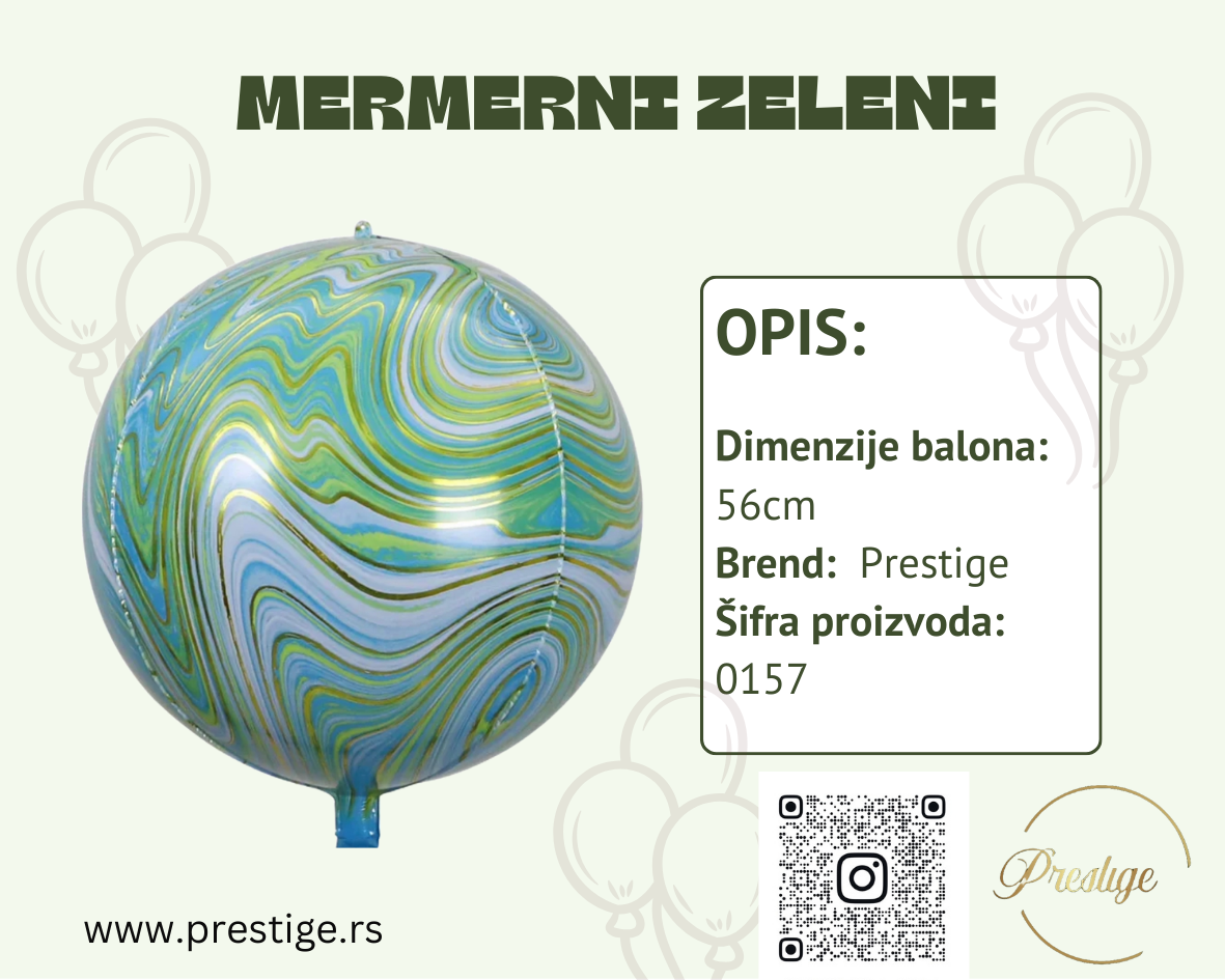 Orbz Mermerni folija balon 56cm - više boja - Prestige
