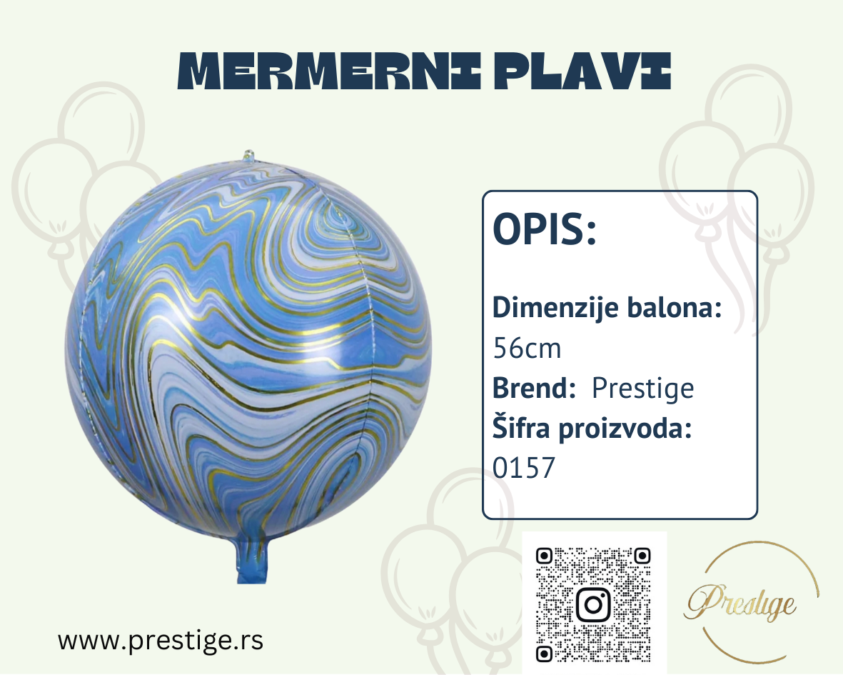 Orbz Mermerni folija balon 56cm - više boja - Prestige
