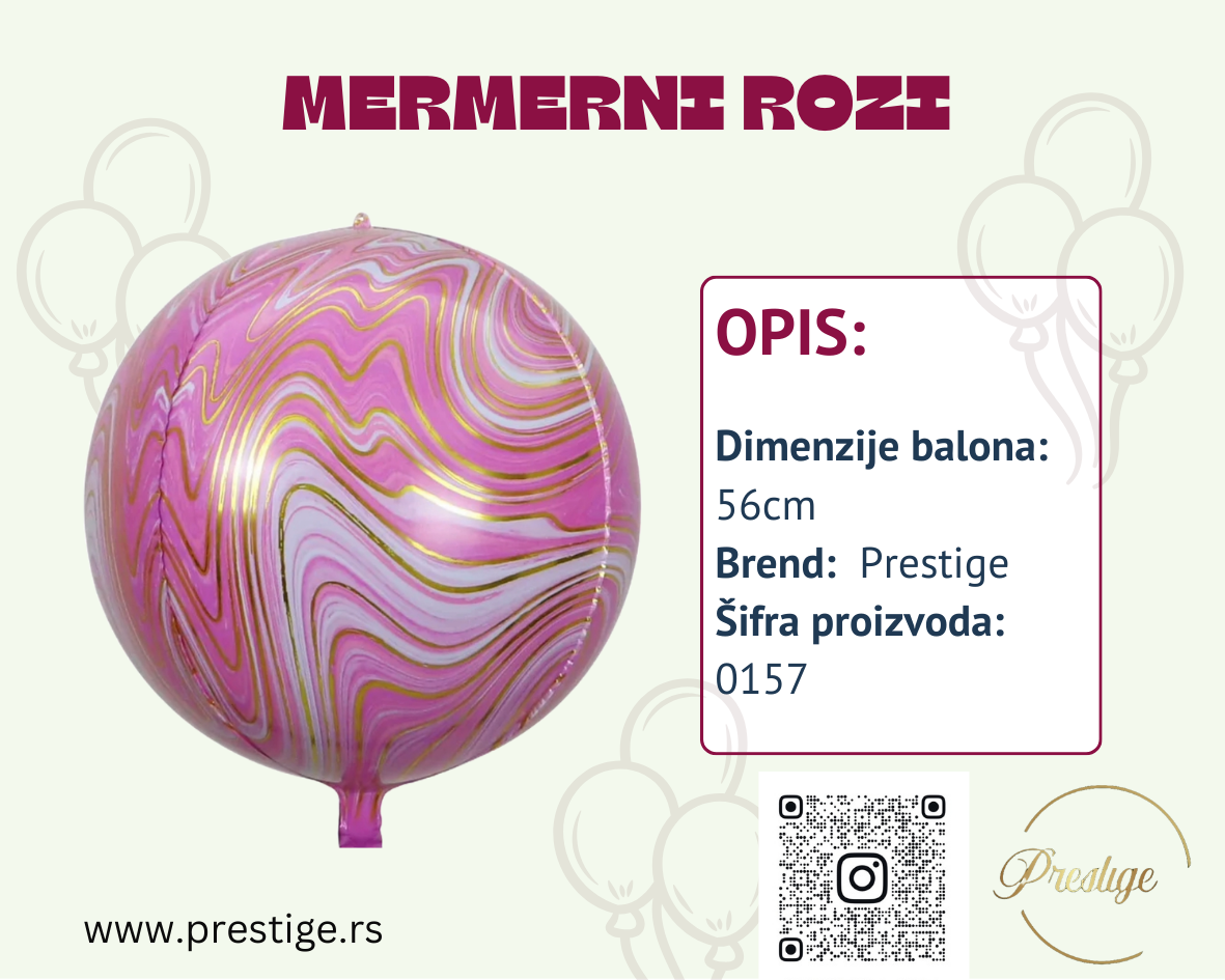 Mermerni folija balon 56cm - više boja