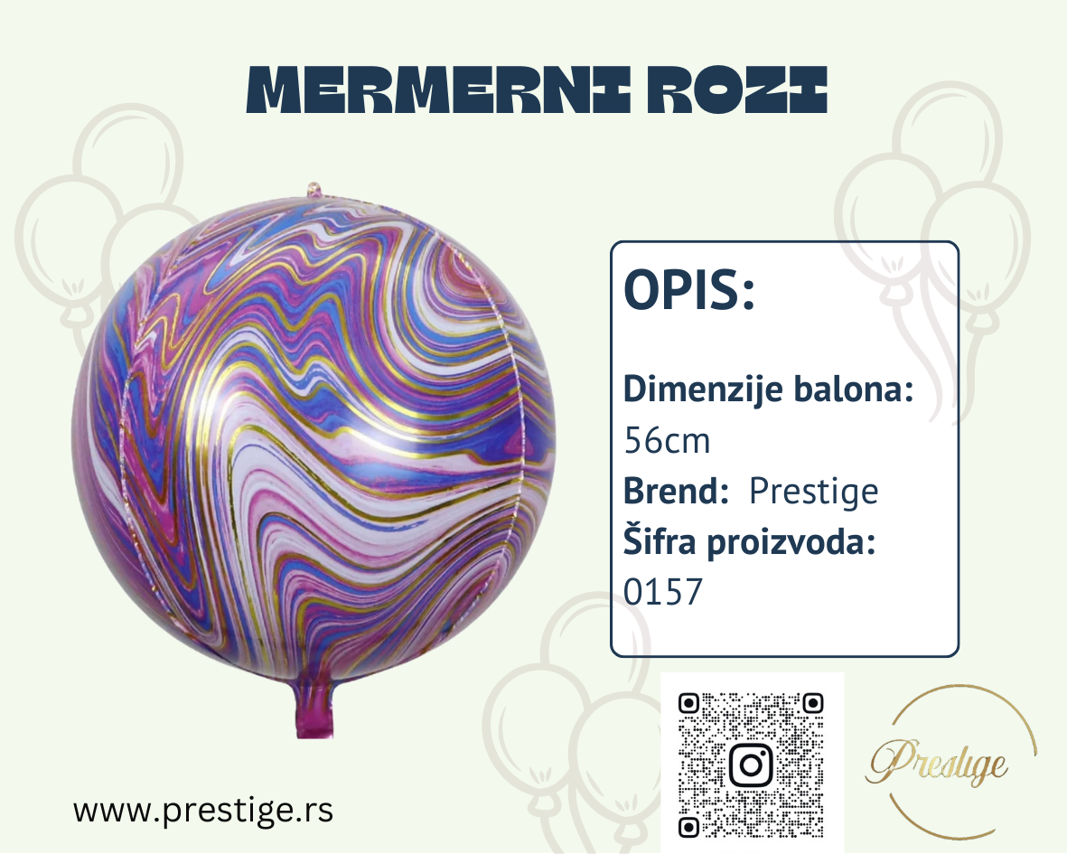 Orbz Mermerni folija balon 56cm - više boja - Prestige