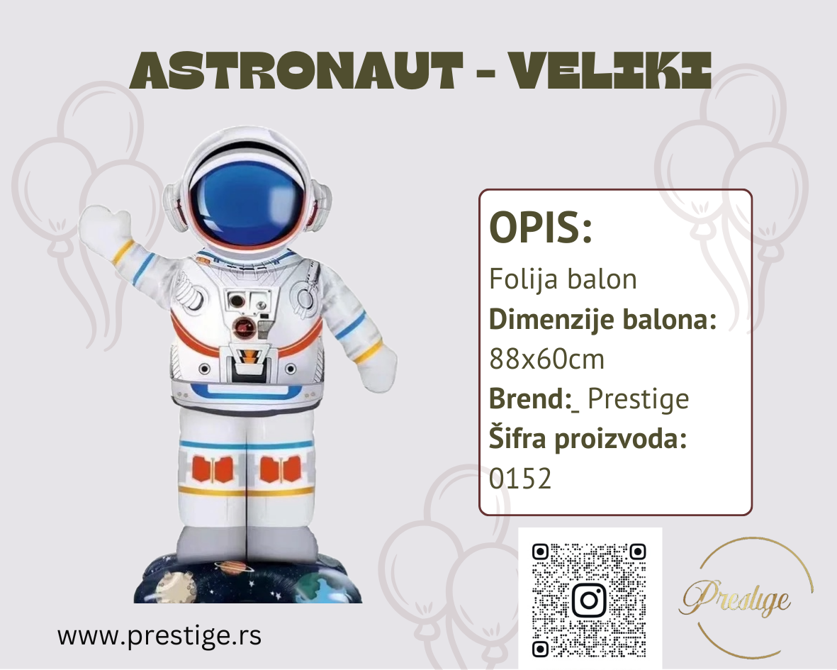 Astronaut folija balon 88cm