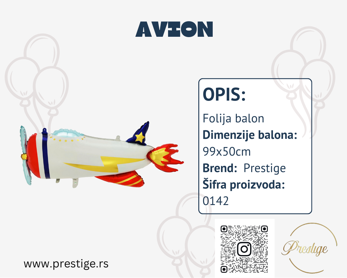 Avion folija balon 99cm