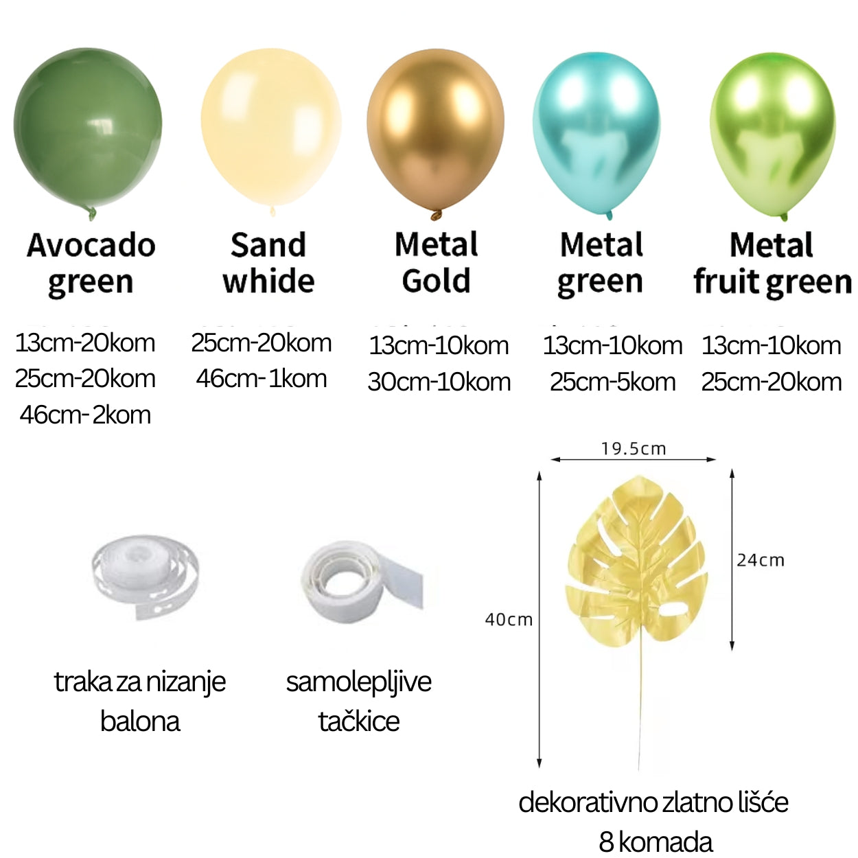Boho balonska dekoracija sa zlatnim lišćem iz Nature Touch seta
