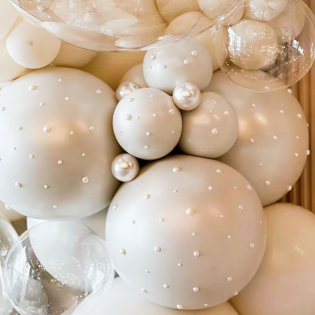 Dupli biserno beli baloni različitih veličina za dekoraciju