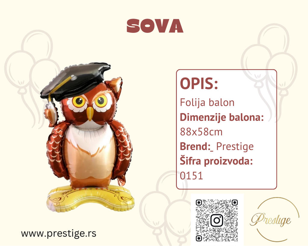 Folija balon sova 88cm