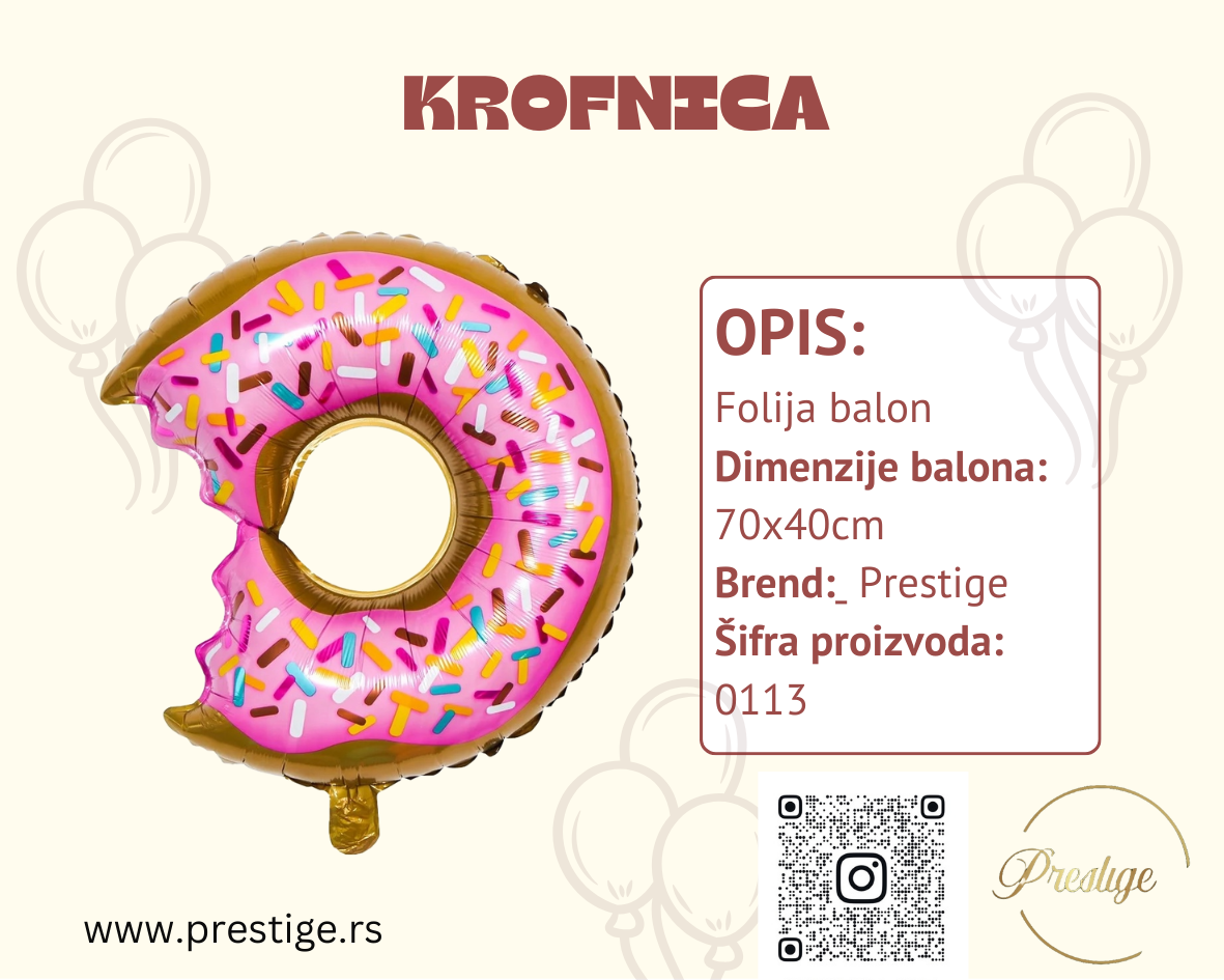 Krofnica balon 70cm - Prestige