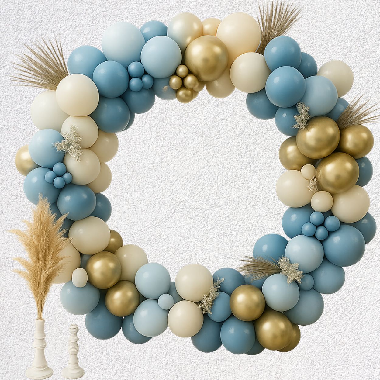 Ocean-Gold set balona – baloni u teget, svetloplavoj, bež i zlatnoj boji sa dodatnom opremom