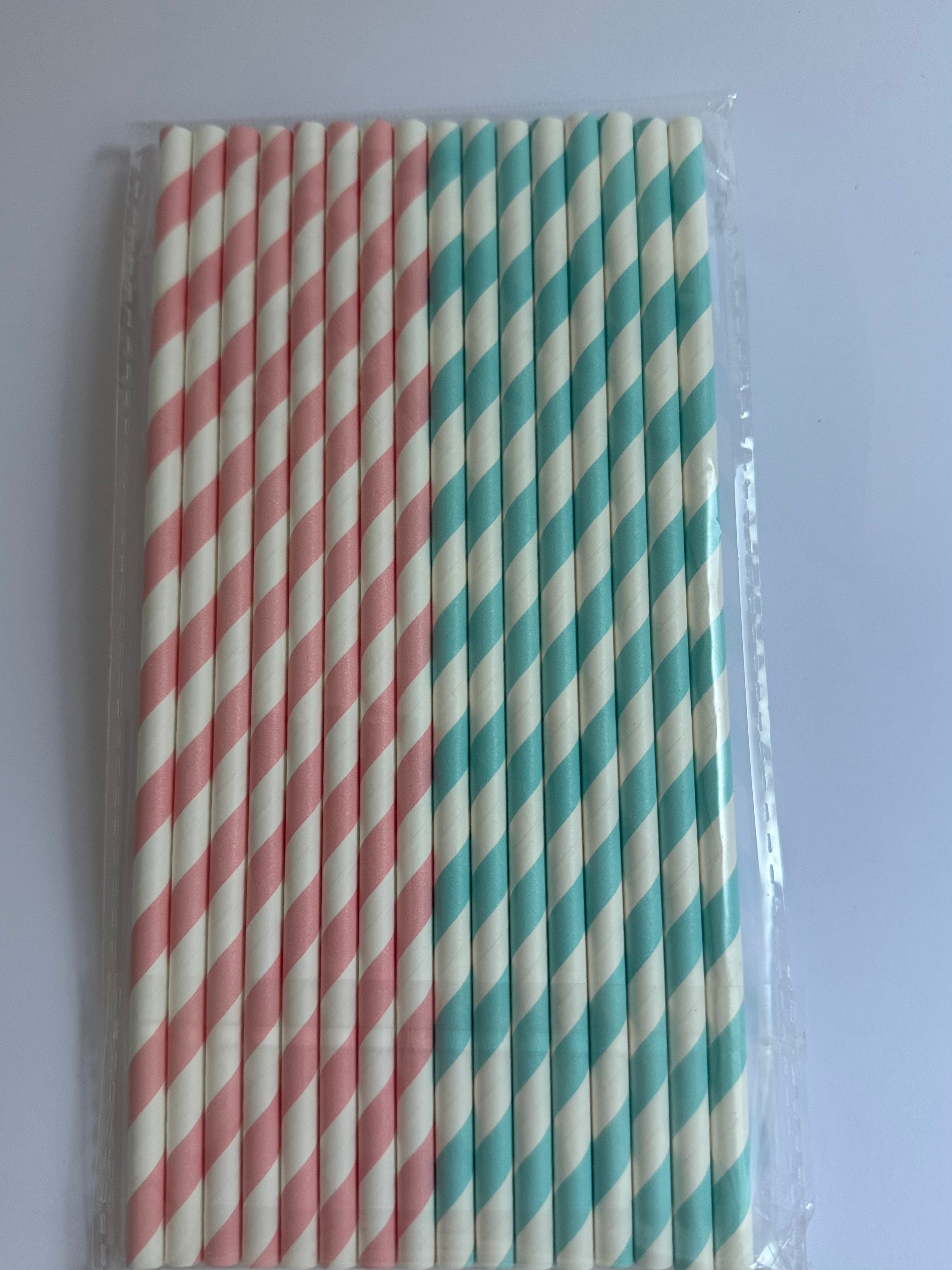 Roze i plave slamčice za rodjendan ili baby shower – 16 komada