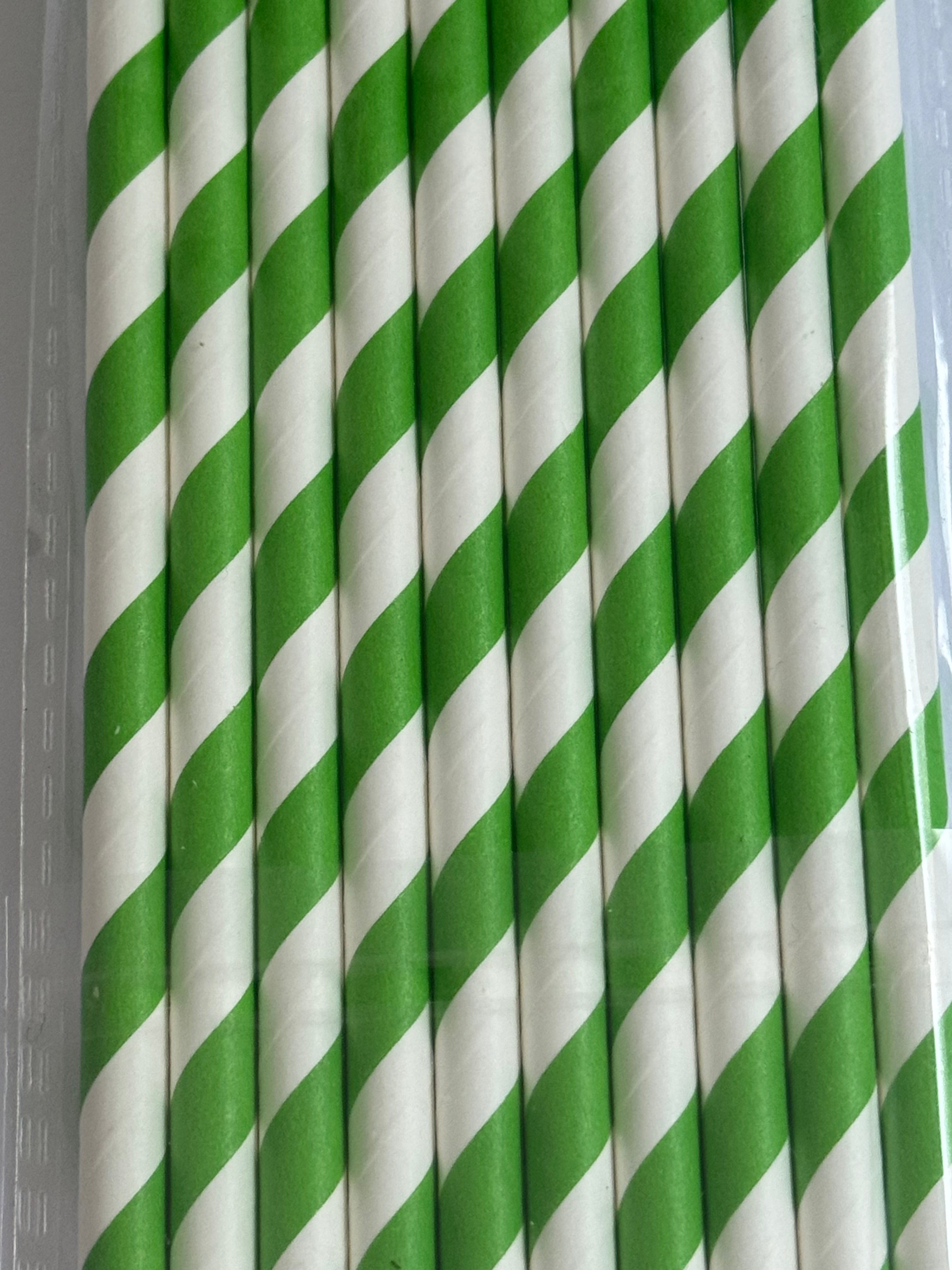 Zeleno-bele slamčice za rođendane – 20 komada