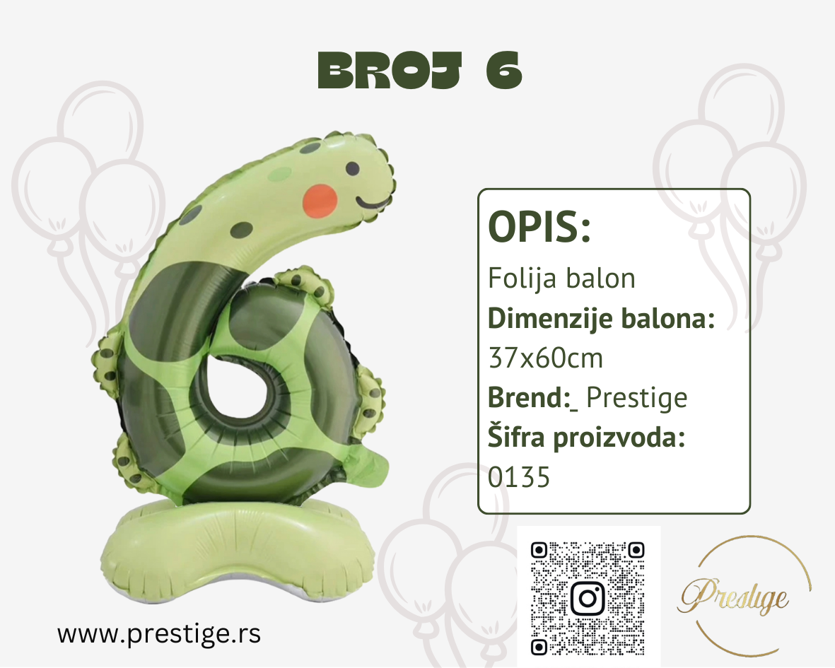 folija balon sa postoljem broj 6