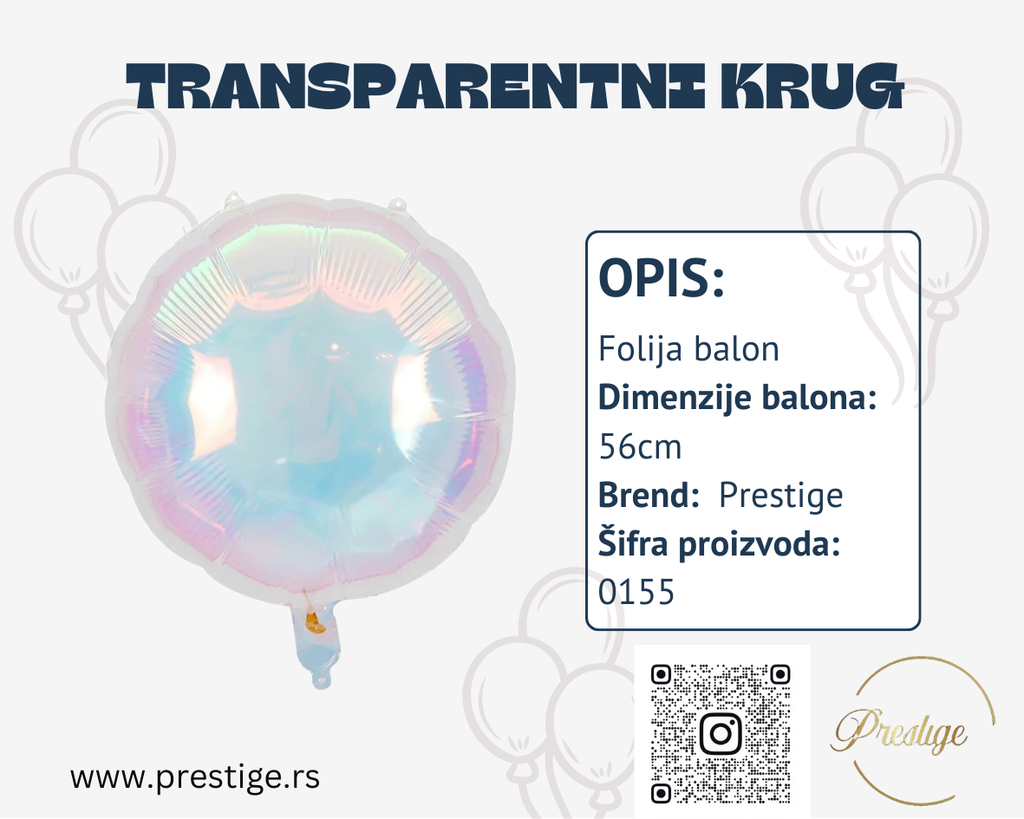 Transparentni krug balon 56cm
