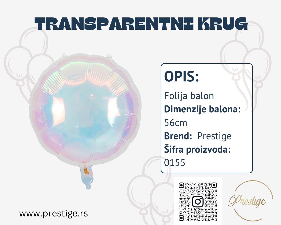 Transparentni krug balon 56cm