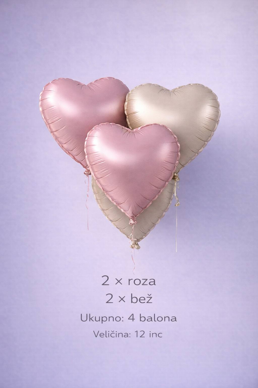 set folija balona srce roze bež 12 inča dekoracija